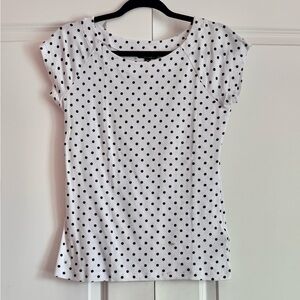 Ralph Lauren Black and White Polka Dot 100% Cotton Short Sleeve Tee SZ.M